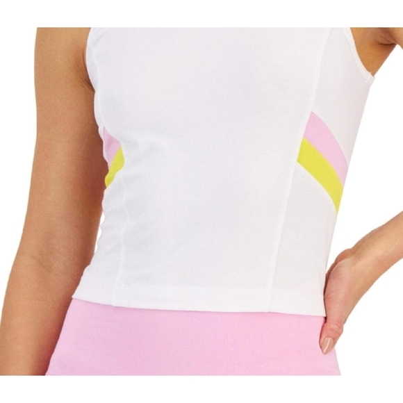 ldeology Women Colorblocked Fitted Tank Top White Size X-Small - Picture 2 of 4